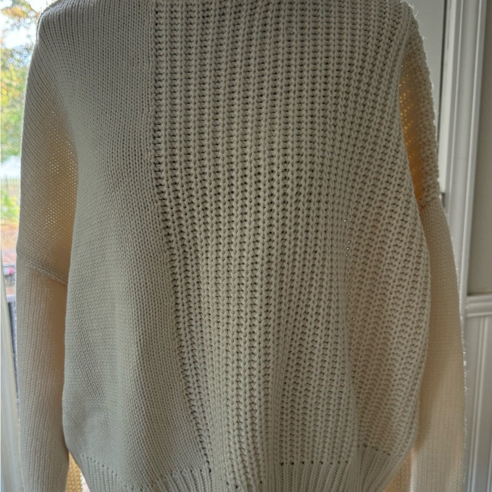 Top shop chunky cable knit crème color turtleneck sweater size S